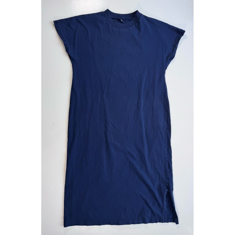 UNIQLO Cap Sleeve T-Shirt Dress Knee Length Womens XSmall Blue Crew Neck